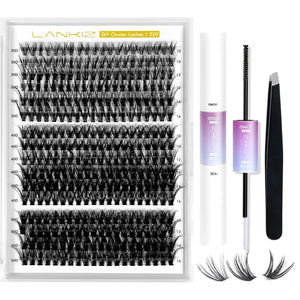 LANKIZ Lash Clusters Kit 30D 40D 50D Eyelash Extension Kit 320Pcs Lash Extension Kit Lashe Clusters with Bond & Seal Glue DIY Individual Lashes Kit at Home Wispy Cluster Eyelash Kit for Beginners Mimarta