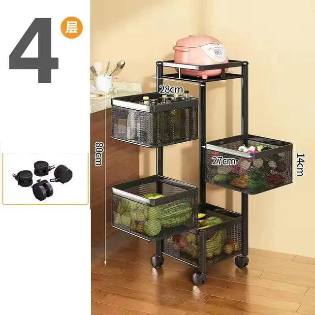 Stackable Metal Rotating Basket Rack with Wheels Mimarta