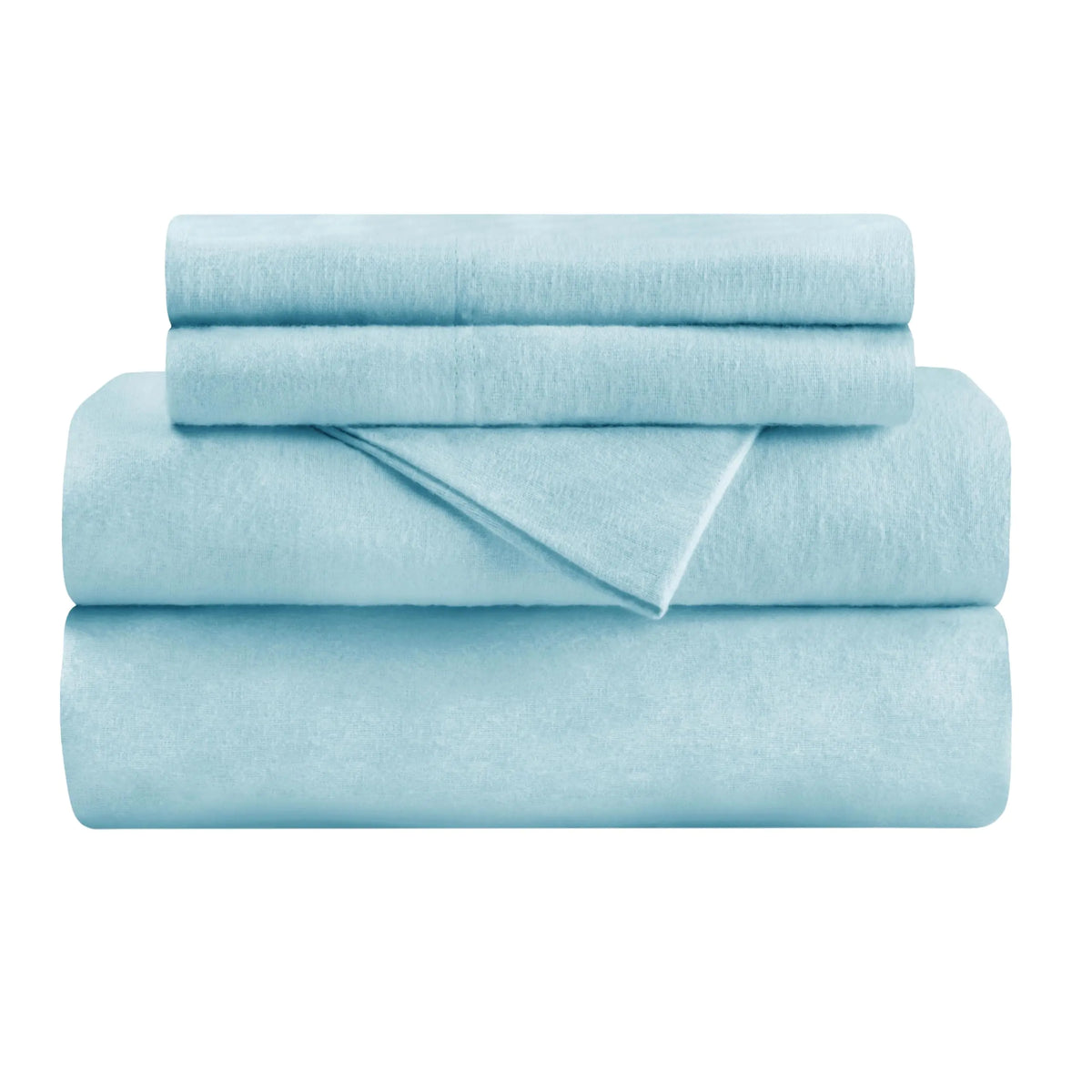 Superior Flannel Cotton Bed Sheet Set Set Includes: One Flat Sheet One Fitted Sheet and Two Pillowcases Breathable Modern Solid Classic California King Light Blue Rieworkes