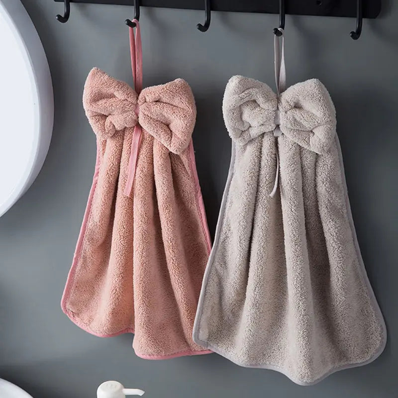Microfiber Soft Quick Dry Cleaning Bowknot Hand Towels Rieworkes