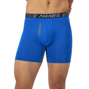 Hanes Men’s Total Support Pouch Boxer Briefs, X-Temp Cooling, Moisture-Wicking Underwear, Regular, Long-leg and Trunk, 3-Pack Regular Leg Large Regular Leg - Marled Rieworkes