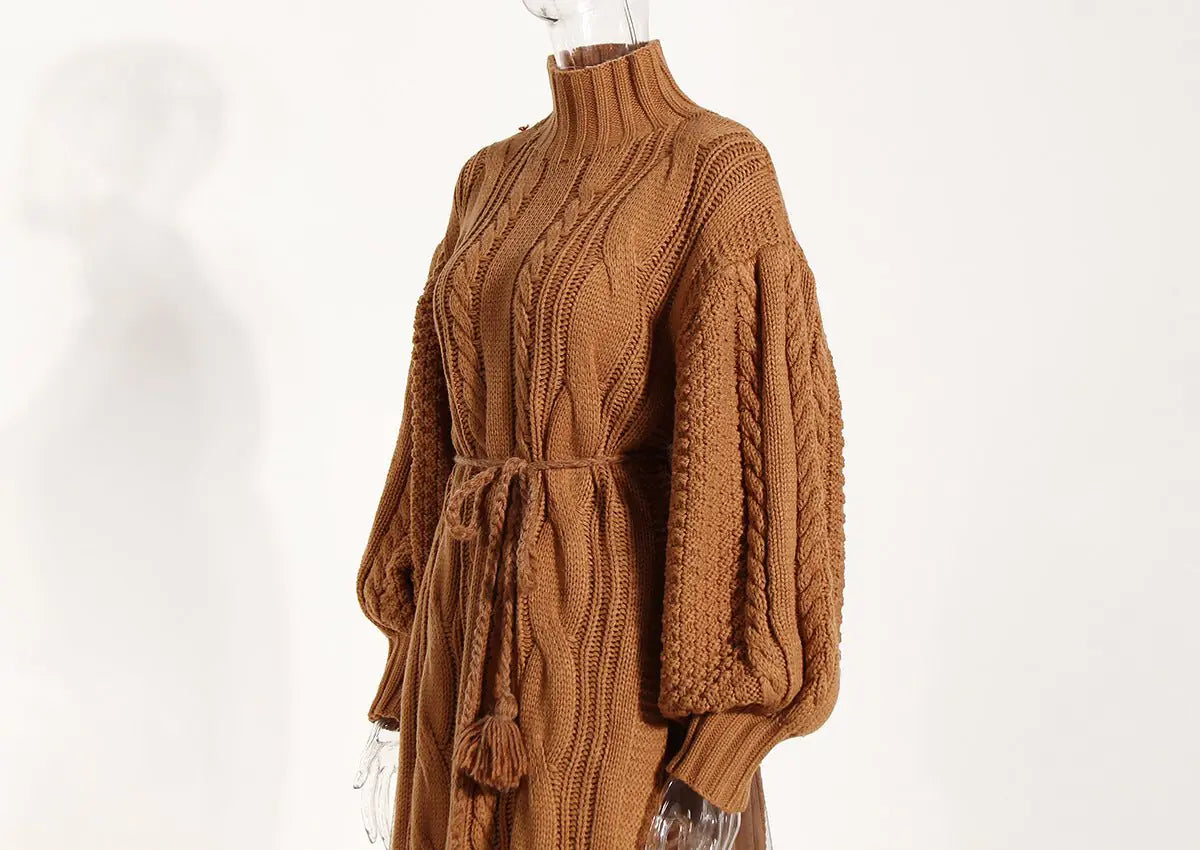 Women's Stand Collar Lantern Sleeve Sweater Rieworkes