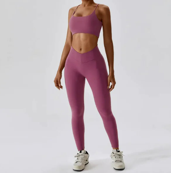 Back Striped Design Sports Yoga Suit Rieworkes