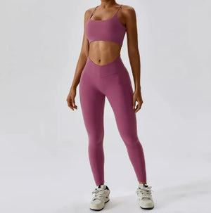 Back Striped Design Sports Yoga Suit Rieworkes