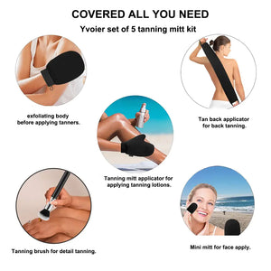 Self Tanning Mitt Applicator Kit, 5 Pack Self Tanner Mitt Applicator, Tanning Mitts Self Tanner Glove, Tanning Glove for Self Tan Mitt, Sunless Tanner Mitt, Muti-Use Self Tanner Mit Tan Mit A Tan Set 5 Rieworkes