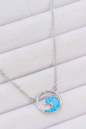 Opal Wave Pendant Necklace Rieworkes
