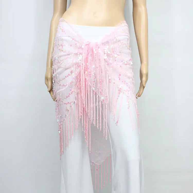 Belly Dance Sequins Triangular Waist Scarf for Performance Mimarta