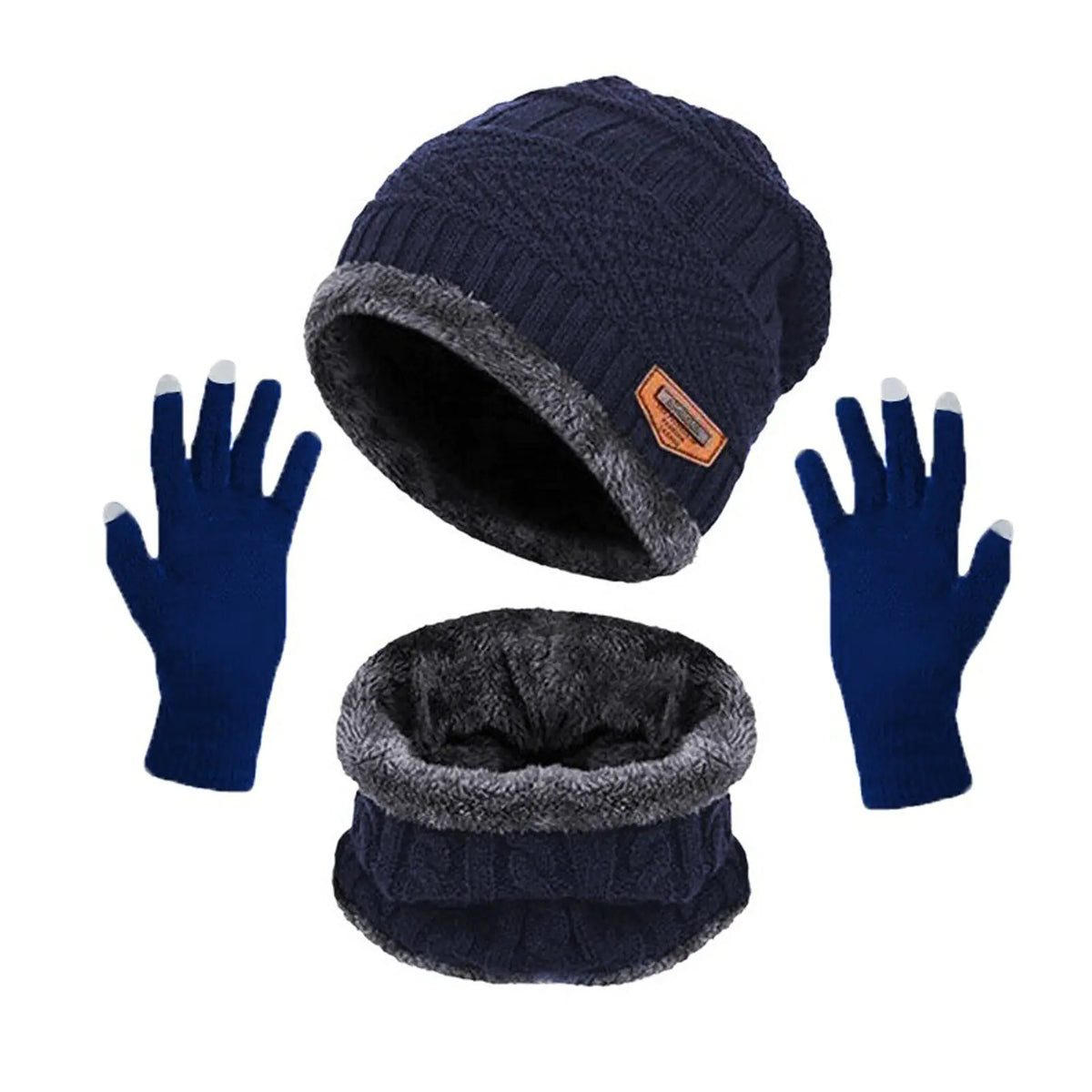 3Pcs Set Fashion Knitted Winter Hats with Gloves Mimarta