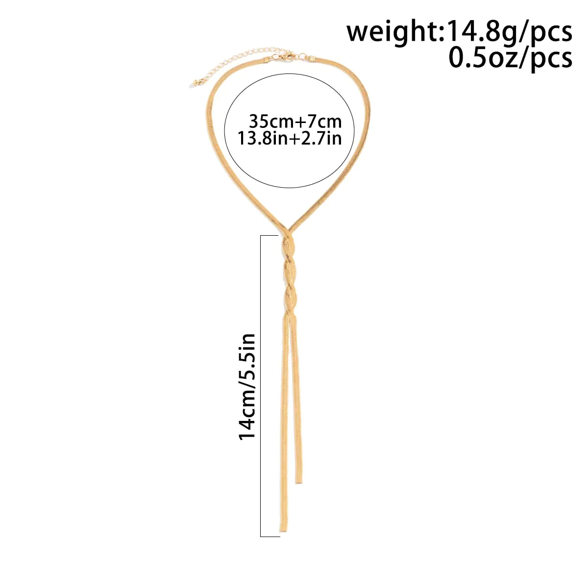 Ingemark Kpop Adjustable Flat Snake Long Chain Necklace for Women Wed Temperament Weave Link Choker Chest Neck Jewelry Gift New Rieworkes