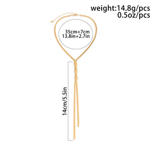 Ingemark Kpop Adjustable Flat Snake Long Chain Necklace for Women Wed Temperament Weave Link Choker Chest Neck Jewelry Gift New Rieworkes