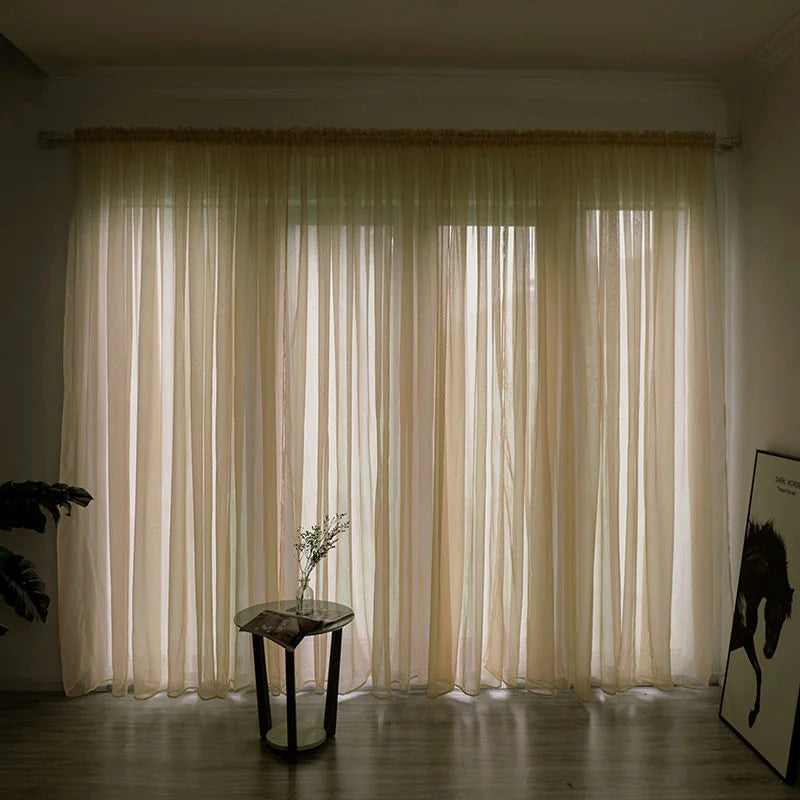 Simple And Modern Balcony Solid Color Gauze Curtain Rieworkes