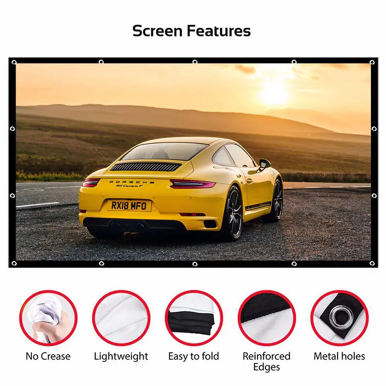 Portable Projector Curtain For Home Cinema &amp; Office Rieworkes