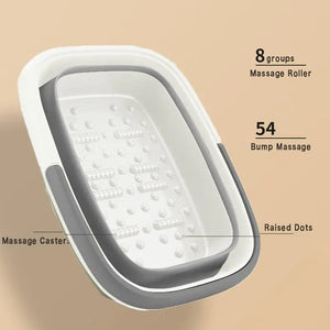 Collapsible Foot Bath Basin for Soaking Feet,Foot Soak Tub,Plastic Foot Bucket with Handles and Massage Acupoint,Foldable Laundry Basket-Gery (2 Pack) 2 Pack Gray Rieworkes