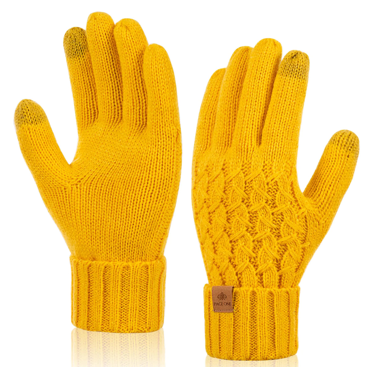 PAGE ONE Winter Gloves for Women Touchscreen Texting Warm Knit Fleece Lined Gloves for Cold weather Mimarta