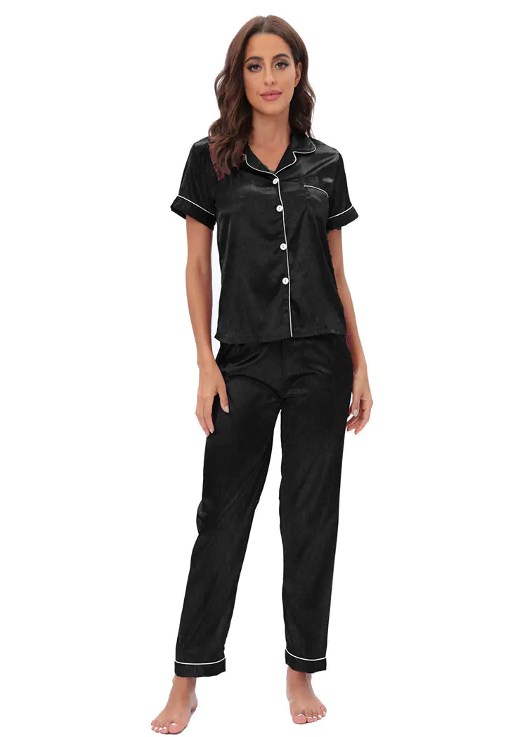 Women's Satin Silk Pajamas 2-Piece Set for Home Wear Mimarta