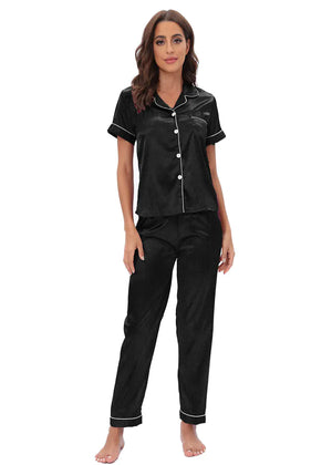 Women's Satin Silk Pajamas 2-Piece Set for Home Wear Mimarta