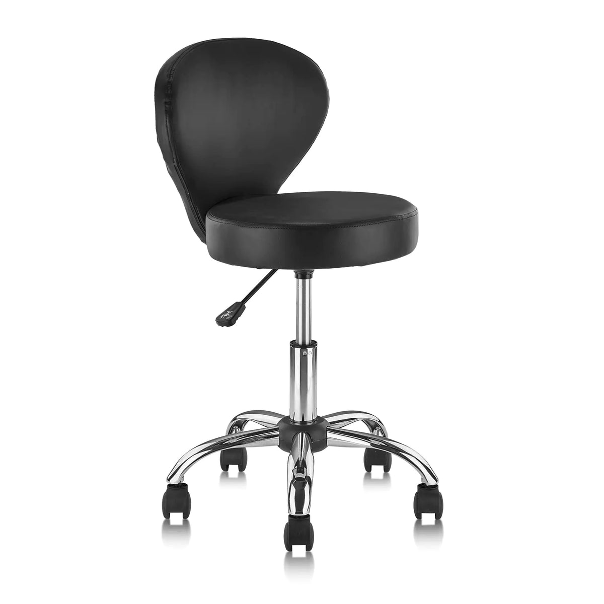 KLASIKA Adjustable Swivel Rolling Stool Chair with Backrest and Wheels Multi-Purpose Office Desk Chair Thick Seat Cushion for Home Bar Kitchen Shop Black Mimarta