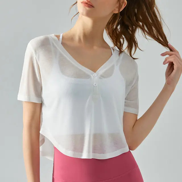 V-Neck Long Sleeve Yoga Top Sports Shirt Rieworkes
