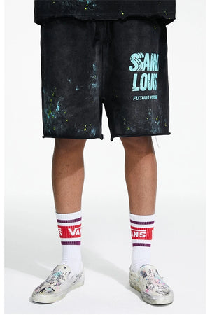 SAINT LOUIS Handmade Ink Spray Retro Style Shorts Mimarta