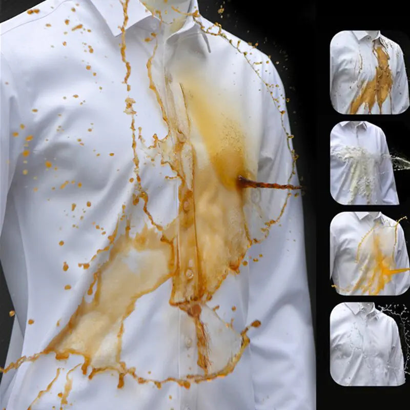 Oil Stain Proof Waterproof Hydrophobic Men Short Sleeve Business White Shirt Rieworkes