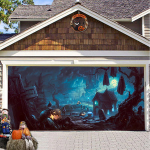 Halloween Misty Forest Garage Door Banner Rieworkes