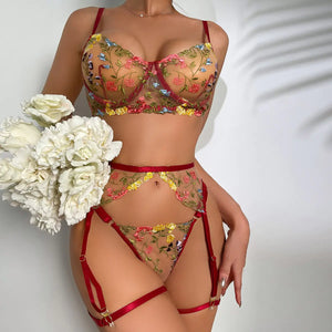 Transparent Bra Floral Embroidery Underwear Rieworkes