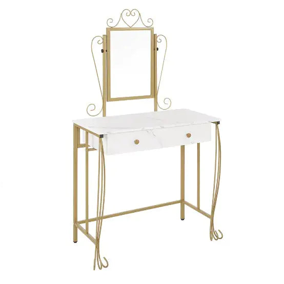 Vanity Table Set With Mirror &amp; Stool,White Makeup Dressing Desk With Drawers For Girls,Women,Bedroom,Gift Rieworkes