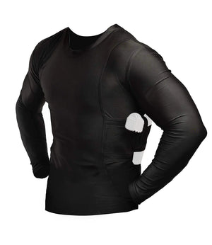 ConcealmentClothes Men’s Crew Neck Undercover Long Sleeve- Concealed Carry Holster Shirt- Black- XX-Large Mimarta