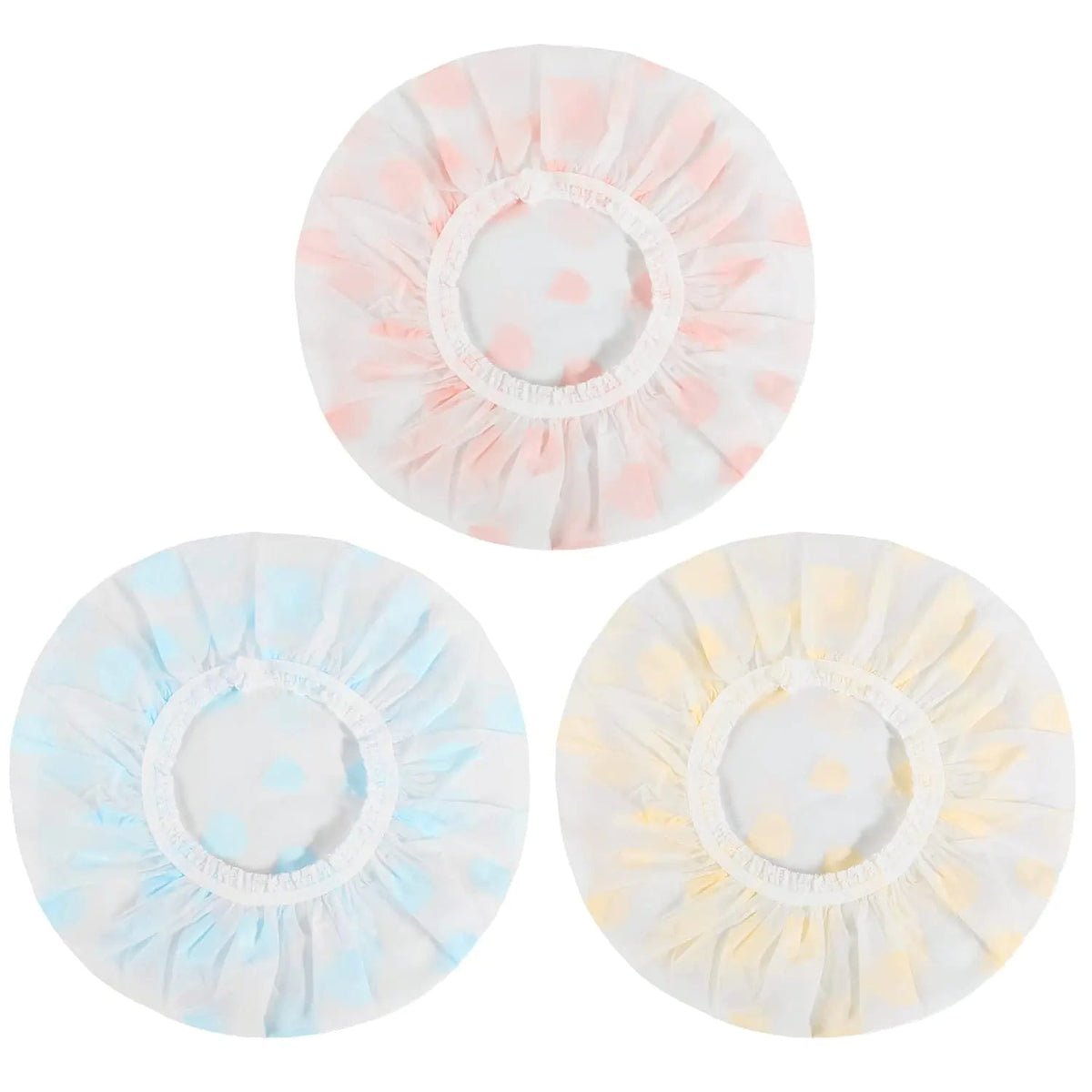 Waterproof Shower Caps, 3 Pcs Plastic Reusable Shower Caps Elastic Band Bath Caps for Women Ladies Spa Salon F Rieworkes