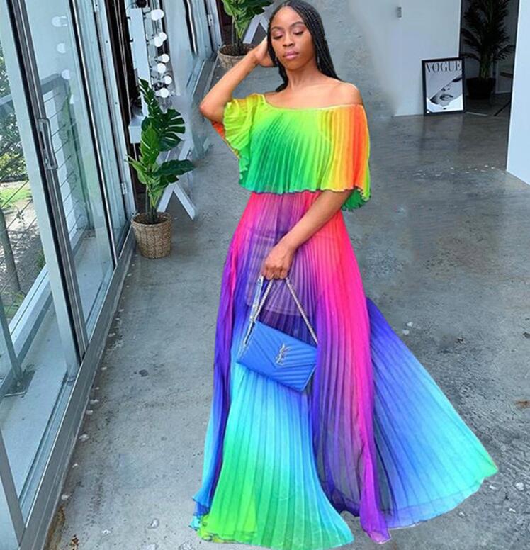 Gradient Pleated Sexy Dress Mimarta