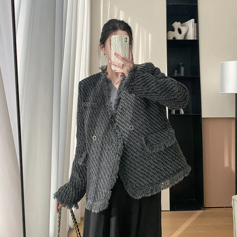 Women's Tassel Wool Coat Set for Winter Mimarta