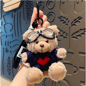 Cartoon Pilot Bear Plush Keychain Mimarta
