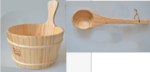 Wooden Sauna Bucket with Ladle for Showering Mimarta