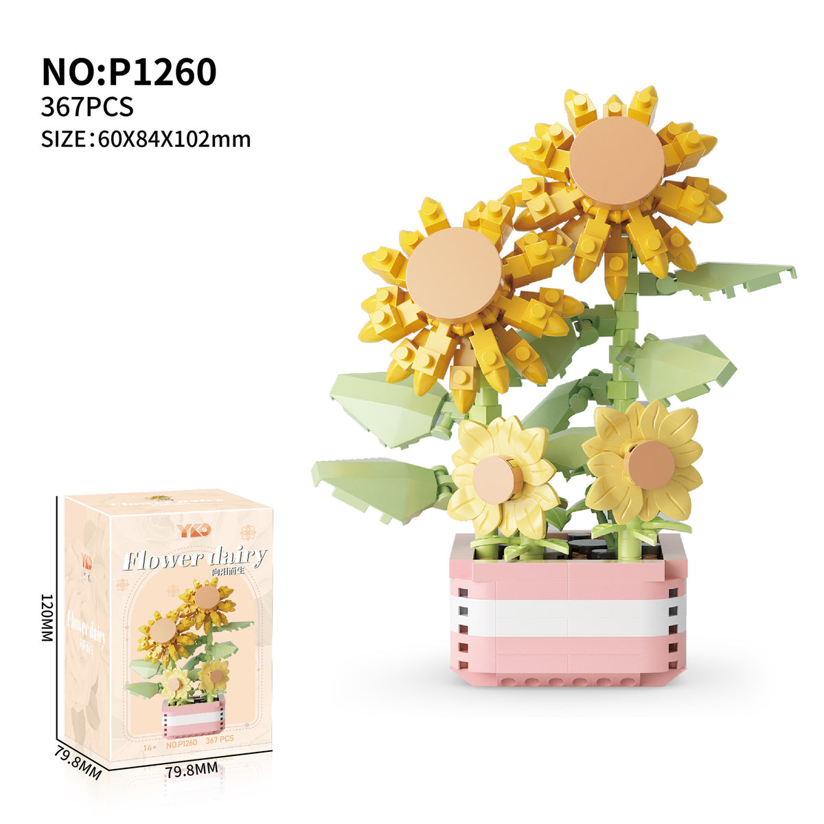 Eternal Flower Bouquet Sunflower Building Block Set Mimarta