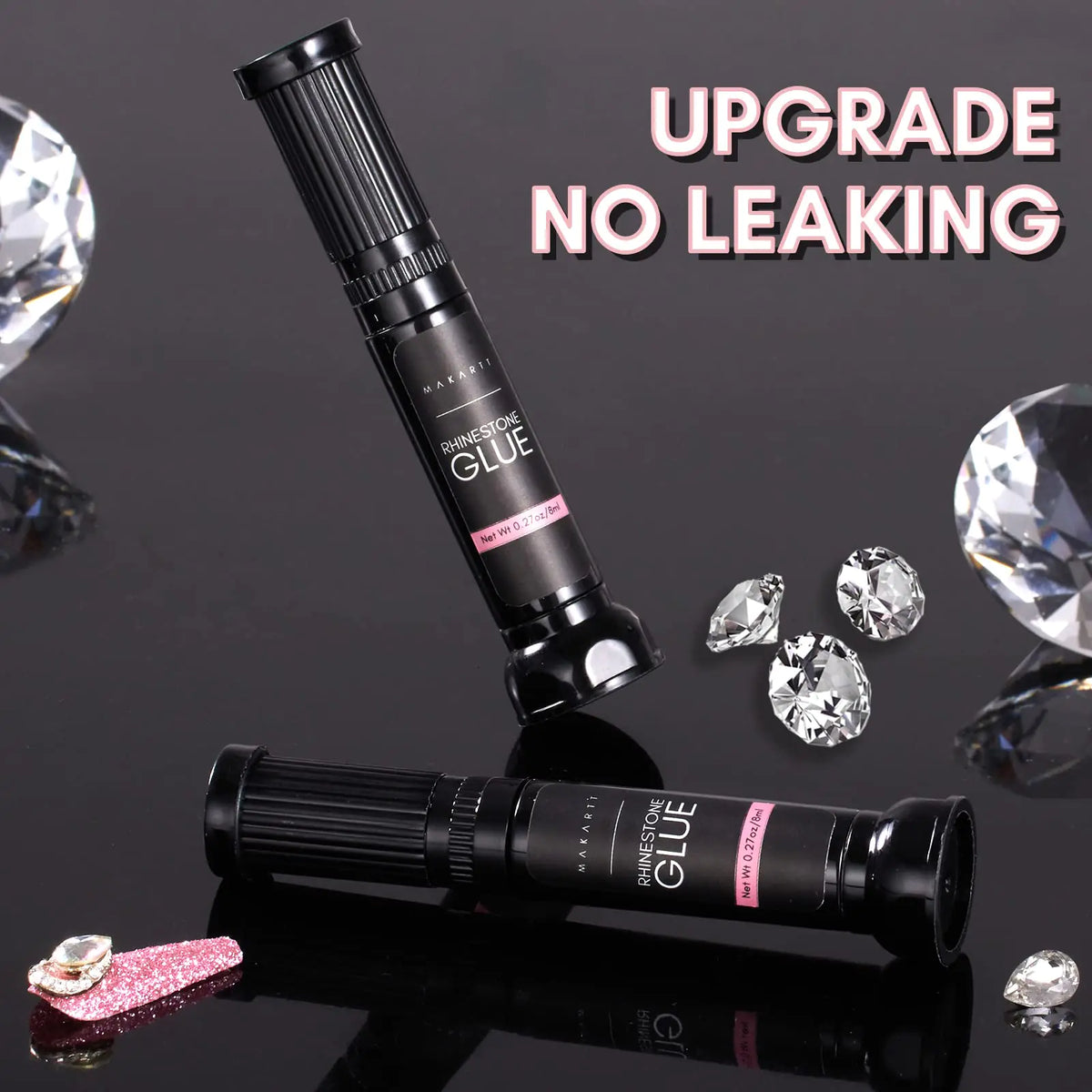 Makartt Nail Rhinestone Glue Gel, Upgrade Gel Nail Glue with Brush Pen Tip Super Strong Adhesive Precise for Nail Charms Crystals Rhinestones Beads Flower 3D Decorations 8ml*2 B-For Tiny Nail Rhinestones Rieworkes