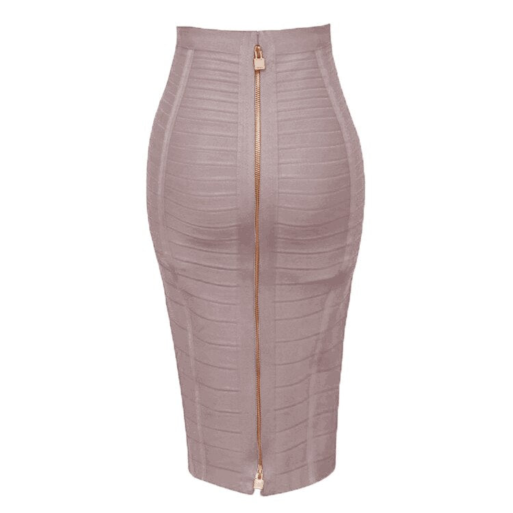 Sexy Solid Color Zipper Bodycon Dress Mimarta