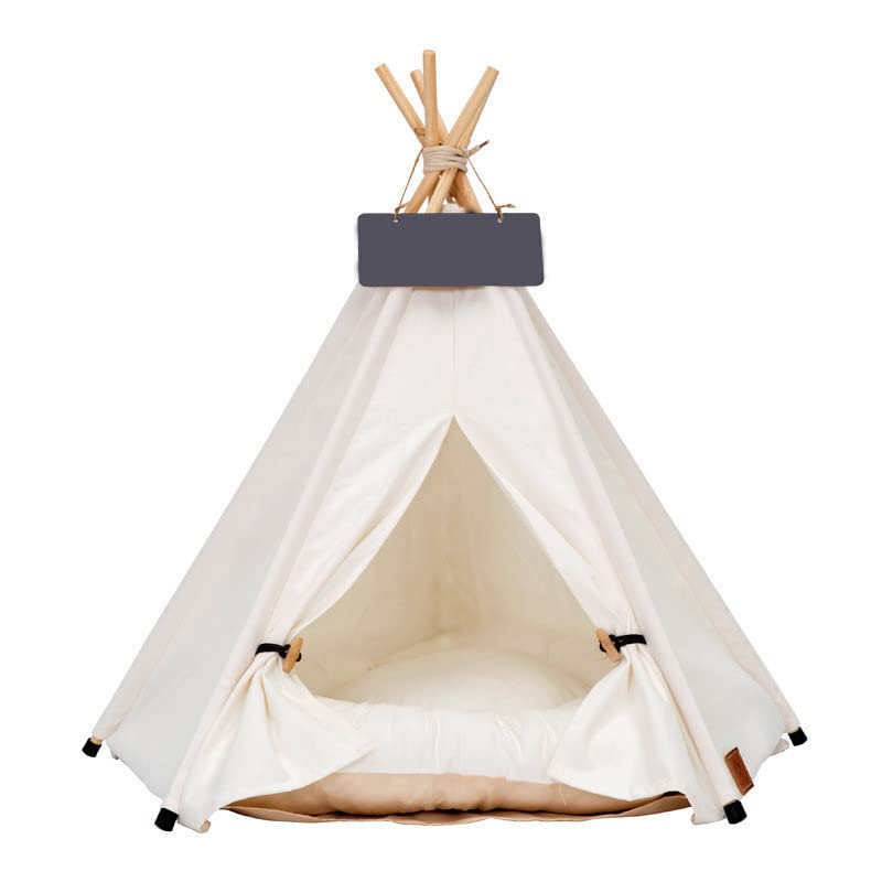 Dog Teepee Bed Cat Tent Portable Houses Pet Puppy with Thick Cushion (M:Size fits 9kg/20lbs (Pets)) Mimarta