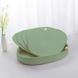 ART pinecone Placemats Set of 6 Oval – Woven Boho Farmhouse Table Mats for Dining Table for 6 Kitchen Decor Washable and Handmade Rustic Table Accessories(Oval Stone Green) Mimarta