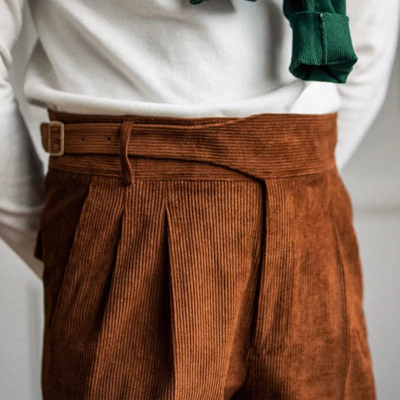 Corduroy Straight High Waist Casual Pants Men Rieworkes