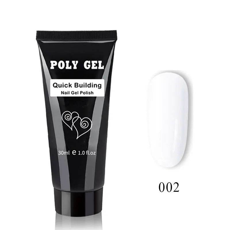 French Nail Art Poly Gel Kit with UV Brush and Nail Tips Rieworkes
