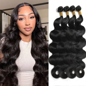 12A Bundles Human Hair Body Wave 24 24 26 26 Inch Human Hair Bundles 100% Unprocessed Brazilian Virgin Hair Body Wave Bundles Human Hair 4 Bundles Human Hair Extensions Real Human Hair Natural Black Mimarta