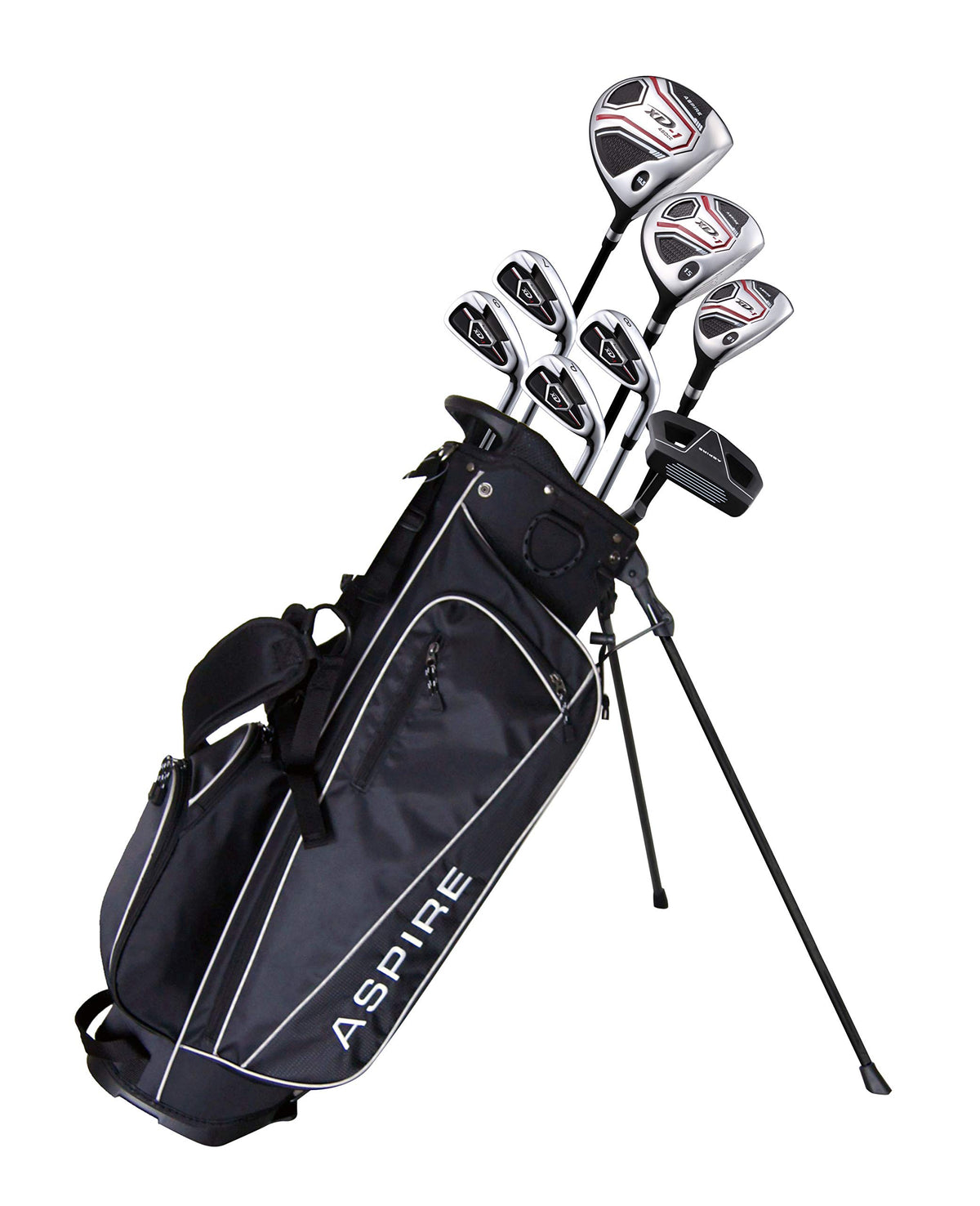 Aspire XD1 Teenager Complete Golf Set Includes Driver Fairway Hybrid 7 8 9 Wedge Irons Putter Stand Bag 3 HCS Teen Ages 13-16 Right Hand - Height 51" - 56" Mimarta