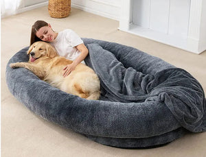 Large Human Short Plush Dog Bed Rieworkes