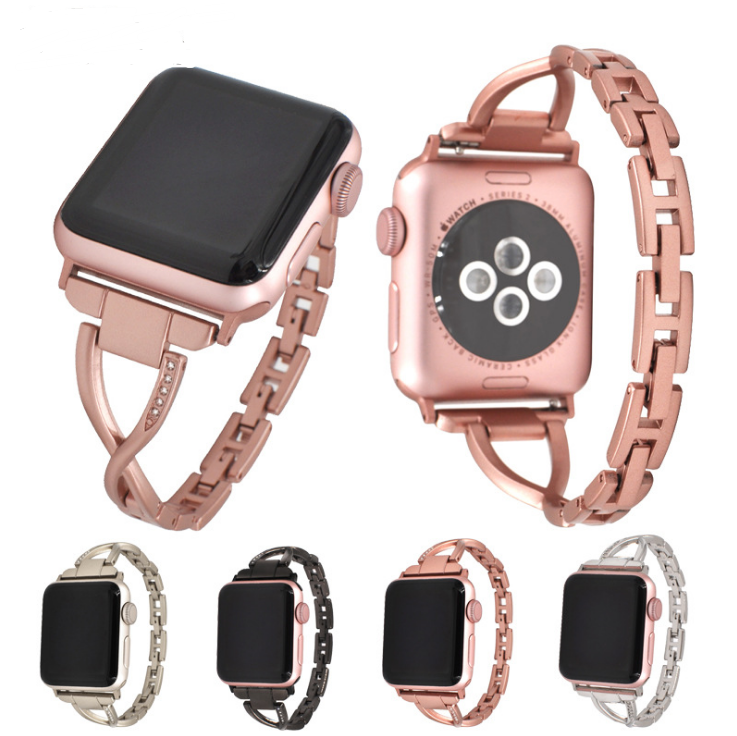 Apple Watch Band X-Type Stainless Steel with Diamonds Mimarta
