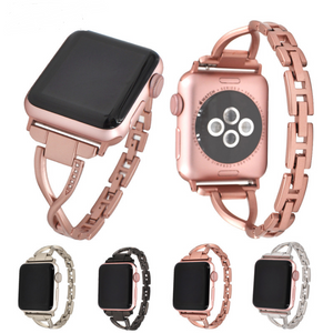 Apple Watch Band X-Type Stainless Steel with Diamonds Mimarta