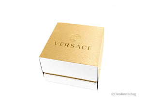 Versace 38mm Silver Logo Halo Dial Embossed Leather Watch Mimarta