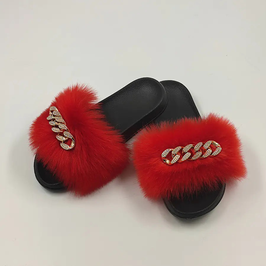 Plush Imitation Fox Fur Flip Flops Fashion Slippers Rieworkes