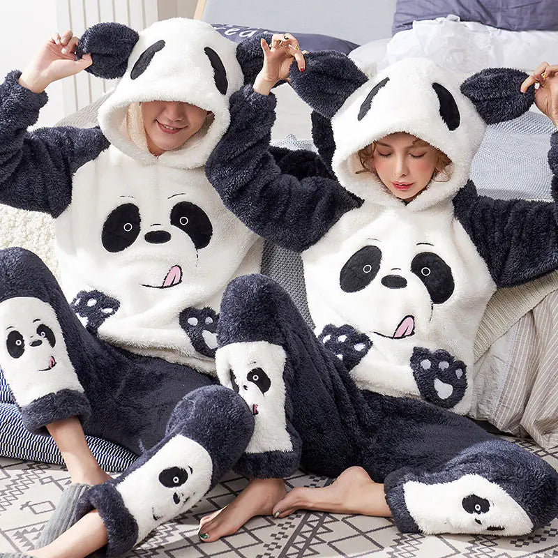 Couple's Coral Fleece Pajamas Set for Fall Winter Mimarta