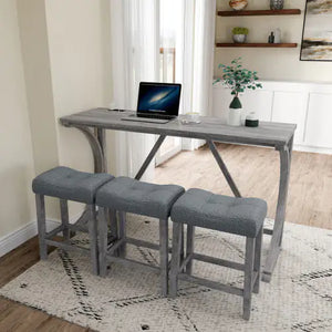 Bar Table Set With Power Socket, Bar Table And Chair Set For Living Room, Dining Room, Games Room Rieworkes