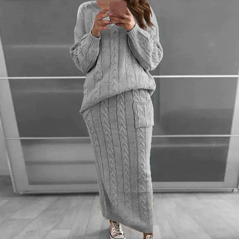 Autumn Winter Women's Fashion Sweater Dress Set Mimarta